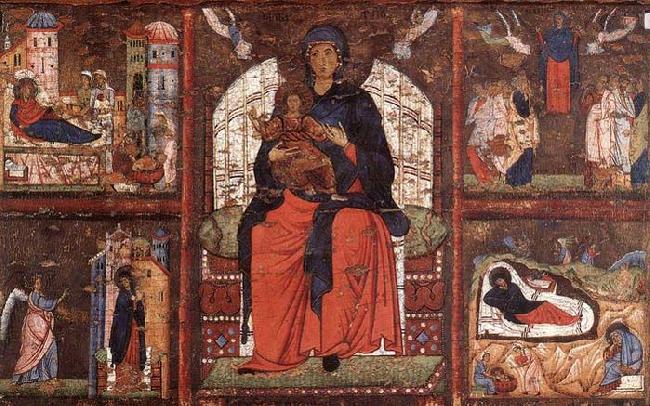 unknow artist Virgin and Child Enthroned with Scenes from the Life of the Virgin Sweden oil painting art